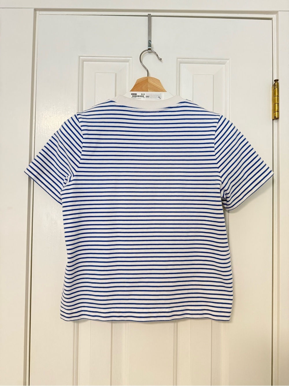 COS White Tee with Blue Horizontal Stripes - Picture 6 of 7